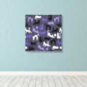 Schattige Yoga Schattigee Kattenhoudingen Canvas Afdruk (Insitu (Houten vloer))