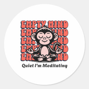 Schattige yogahouding Mediterende aap, beginner me Ronde Sticker