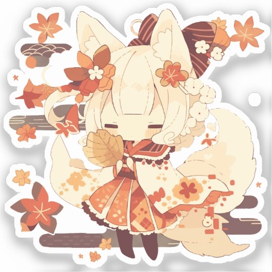 Schattige Yokai-geïnspireerd Japans design Sticker (Voorkant)