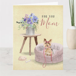 Schattige Yorkie Aquarel Aangepaste Naam Moederdag Kaart