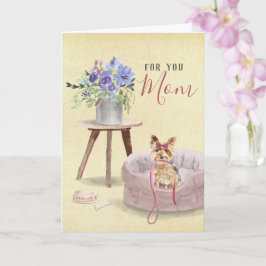 Schattige Yorkie Aquarel Gepersonaliseerde Moederd Kaart