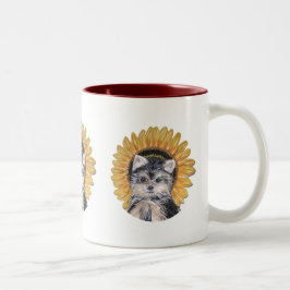 Schattige Yorkie Hond Tweekleurige Koffiemok