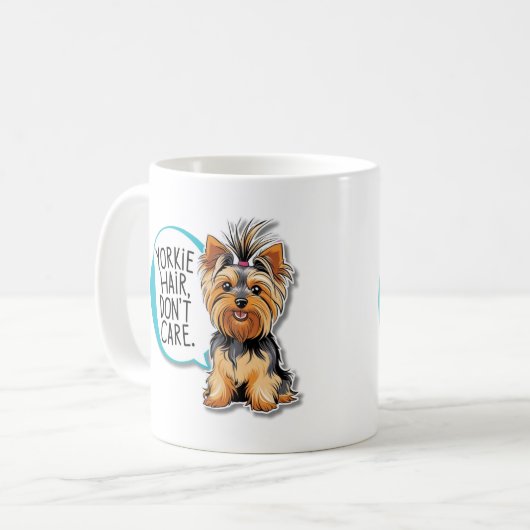 Schattige Yorkie hondenhaar maakt niet uit Koffiemok (Voorkant links)