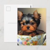 Schattige Yorkie in een theekopje Briefkaart (Voorkant / Achterkant)