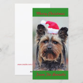 SCHATTIGE YORKIE IN SANTA-HOED FLAT FEESTDAGENKAART (Voorkant / Achterkant)