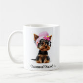 Schattige Yorkie met een roze muts Koffiemok (Links)