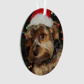 Schattige Yorkie met Santa Hat Ornament (voorkant)