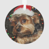 Schattige Yorkie met Santa Hat Ornament (achterkant)
