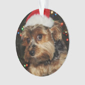 Schattige Yorkie met Santa Hat Ornament (voorkant)