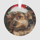 Schattige Yorkie met Santa Hat Ornament (voorkant)
