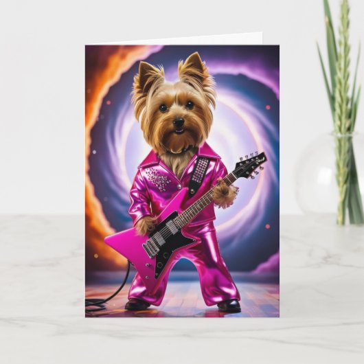 Schattige Yorkie Rockster Kaart (Voorkant)