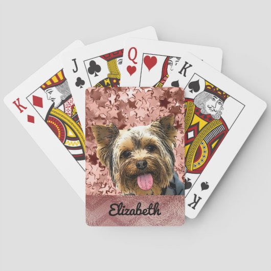 Schattige Yorkie Roos Gold Name Dog Pet Pokerkaarten (Achterkant)