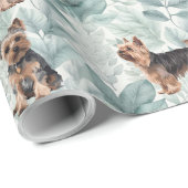 Schattige Yorkie terrier botanische illustratie Cadeaupapier (Rol Hoek)