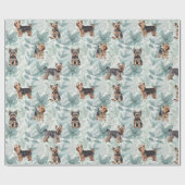 Schattige Yorkie terrier botanische illustratie Cadeaupapier (Vlak)