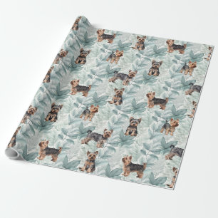 Schattige Yorkie terrier botanische illustratie Cadeaupapier