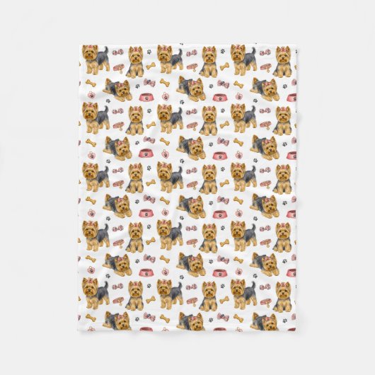 Schattige Yorkies Fleece Deken (Voorkant)
