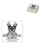 Schattige Yorkshire Dog Christmas Retouradres Rubberstempel (Gestempeld)