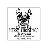 Schattige Yorkshire Dog Christmas Retouradres Rubberstempel (Afrduk)