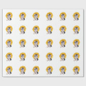 Schattige Yorkshire puppy dog & sunflower art Cadeaupapier (Vlak)