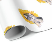 Schattige Yorkshire puppy dog & sunflower art Cadeaupapier (Rol Hoek)