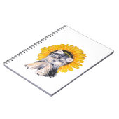 Schattige Yorkshire puppy dog & sunflower art Notitieboek (Linkerzijde)