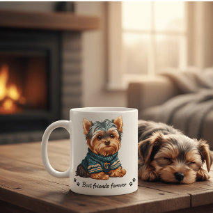 Schattige Yorkshire Terrier Beste Vrienden Voor Al Koffiemok