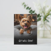 Schattige Yorkshire Terrier Beterschap Ansichtkaar Briefkaart (Staand voorkant)