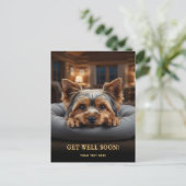 Schattige Yorkshire Terrier Beterschap Ansichtkaar Briefkaart (Staand voorkant)