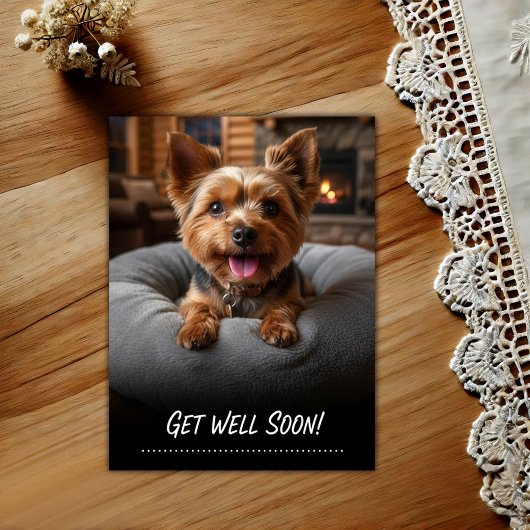 Schattige Yorkshire Terrier Beterschap Ansichtkaar Briefkaart