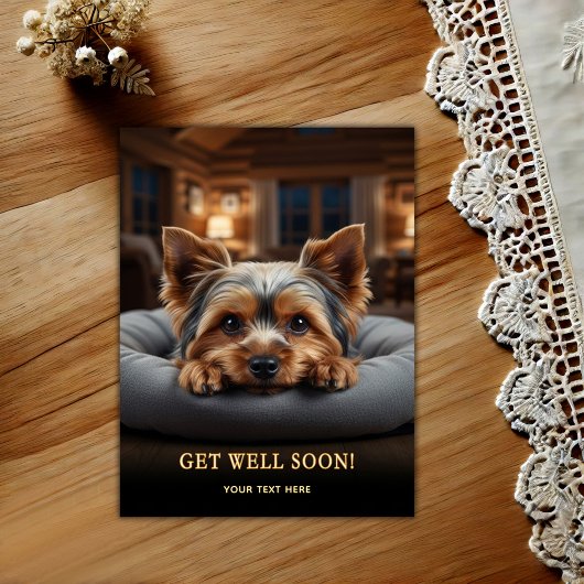 Schattige Yorkshire Terrier Beterschap Ansichtkaar Briefkaart