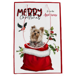Schattige Yorkshire Terrier Dog Kerstmis Medium Cadeauzakje