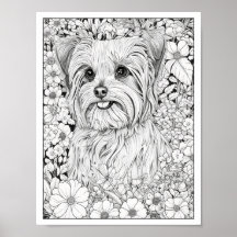 Schattige Yorkshire Terrier Dog Kleurend Poster