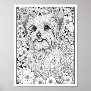 Schattige Yorkshire Terrier Dog Kleurend Poster
