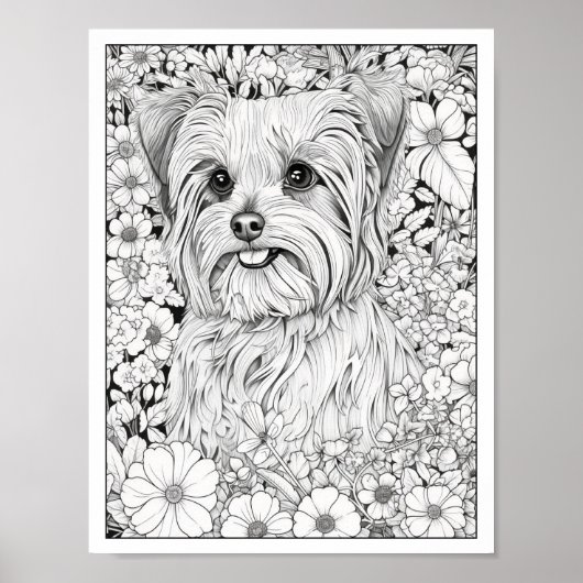 Schattige Yorkshire Terrier Dog Kleurend Poster (Voorkant)