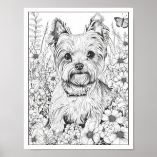 Schattige Yorkshire Terrier Dog Kleurend Poster