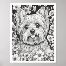 Schattige Yorkshire Terrier Dog Kleurend Poster