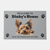Schattige Yorkshire Terrier Hond Foto Deurmat (Voorkant)