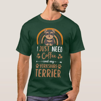 Schattige yorkshire terrier hond koffie cafe kawai t-shirt