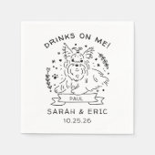 Schattige Yorkshire terrier Hond Trouw Drinken op  Servet (Voorkant)