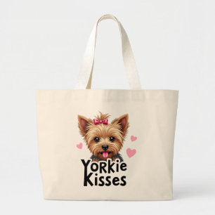 Schattige Yorkshire Terrier Puppie Hond Yorkie Kus Grote Tote Bag