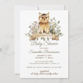 Schattige Yorkshire Terrier Puppy Baby Shower Kaart