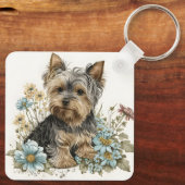 Schattige Yorkshire Terrier Puppy Dog Sleutelhanger (Achterkant)