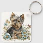 Schattige Yorkshire Terrier Puppy Dog Sleutelhanger (Achterkant)