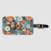 Schattige Yorkshire Terrier Puppy Floral Bagagelabel (Voorkant (horizontaal))