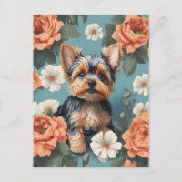 Schattige Yorkshire Terrier Puppy Floral