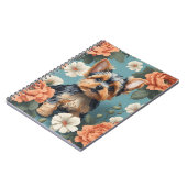 Schattige Yorkshire Terrier Puppy Floral Notitieboek (Linkerzijde)