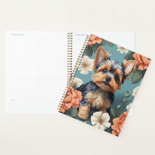 Schattige Yorkshire Terrier Puppy Floral Planner (Display)