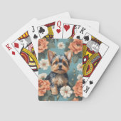 Schattige Yorkshire Terrier Puppy Floral Pokerkaarten (Achterkant)
