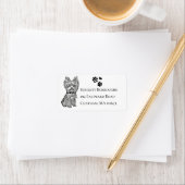 Schattige Yorkshire Terrier Puppy Hondenliefhebber Etiket (Insitu)