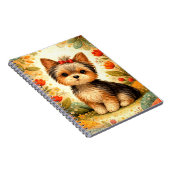 Schattige Yorkshire Terrier Puppy met Rode Strik Notitieboek (Rechterzijde)